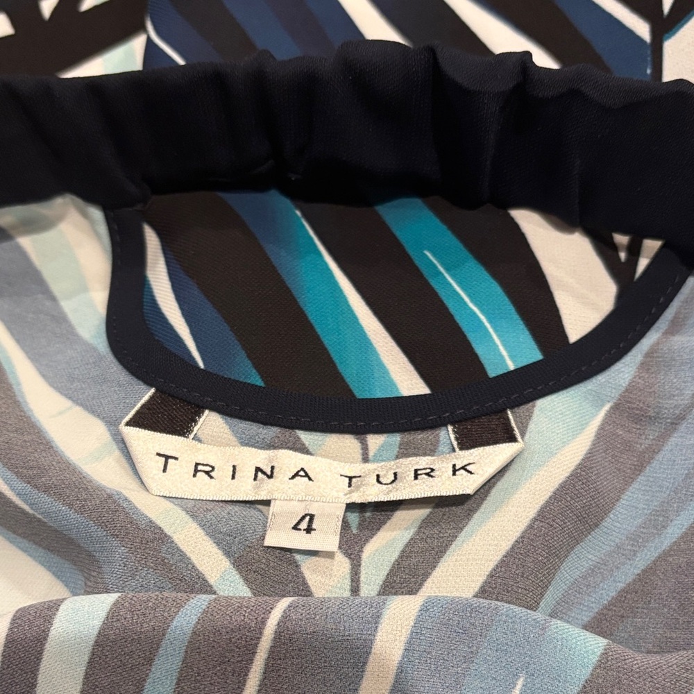 Trina Turk Black and Teal Leaf Print Wide-Leg Jumpsuit - Picture 7 of 7